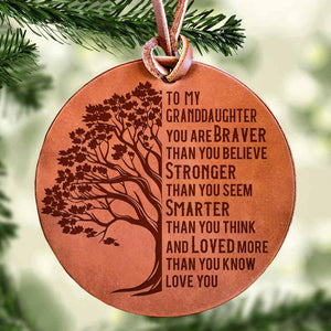 To My Granddaughter - Loved More Than You Know - Leather Ornament