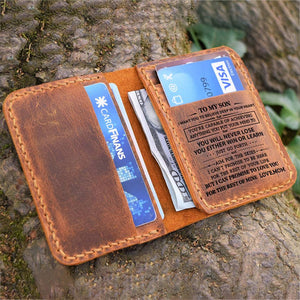 Mom To Son -You Will Never Lose- Leather Bifold Wallet
