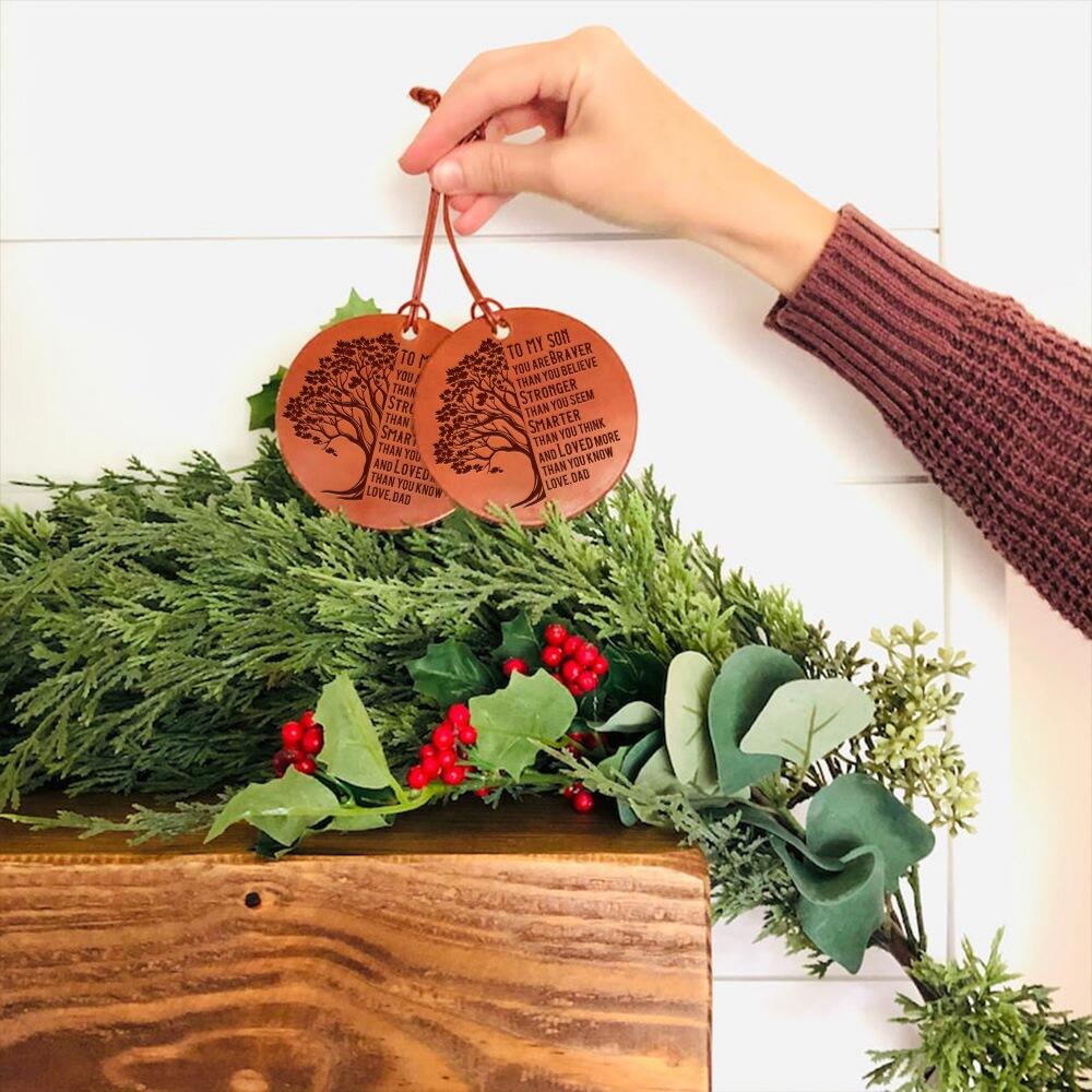 Dad To Son - Loved More Than You Know - Leather Ornament