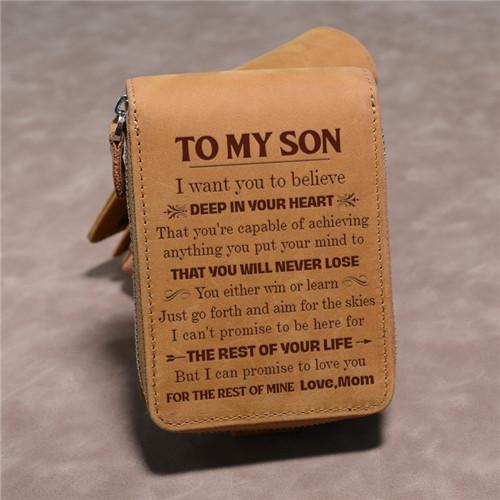 Mom To Son - You Will Never Lose - Card Holder Zipper Wallet