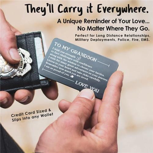 To My Grandson - Listen To Your Heart - Engraved Wallet Card