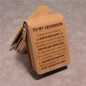 To My Grandson - You Will Never Lose - Card Holder Zipper Wallet