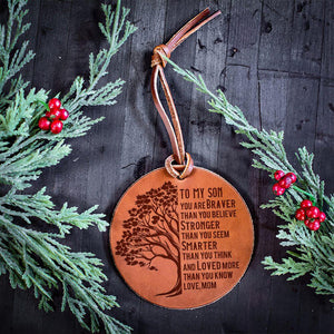 Mom To Son - Loved More Than You Know - Leather Ornament