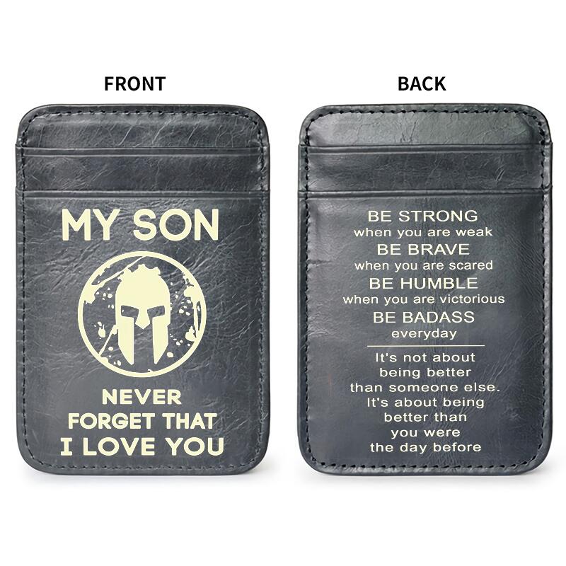 To My Son - minimalist Leather Slim Wallet